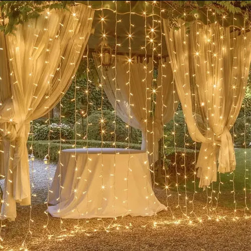 Cortina de 300 leds luz Calida