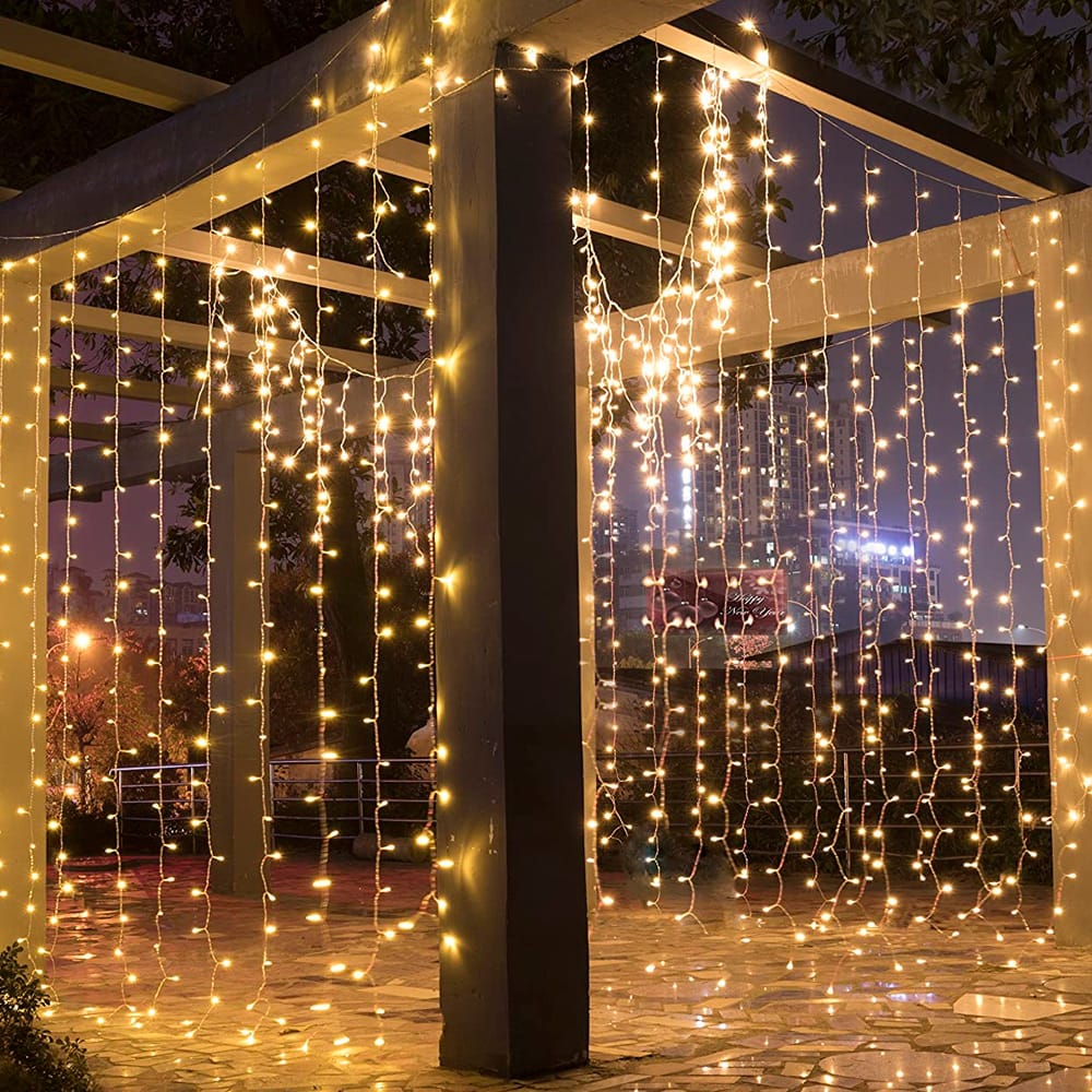 Cortina de 300 leds luz Calida