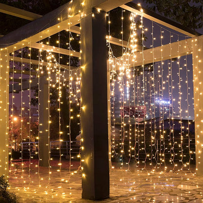 Cortina de 300 leds luz Calida