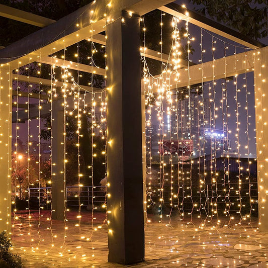 Cortina de 300 leds luz Calida