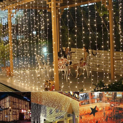 Cortina de 300 leds luz Calida